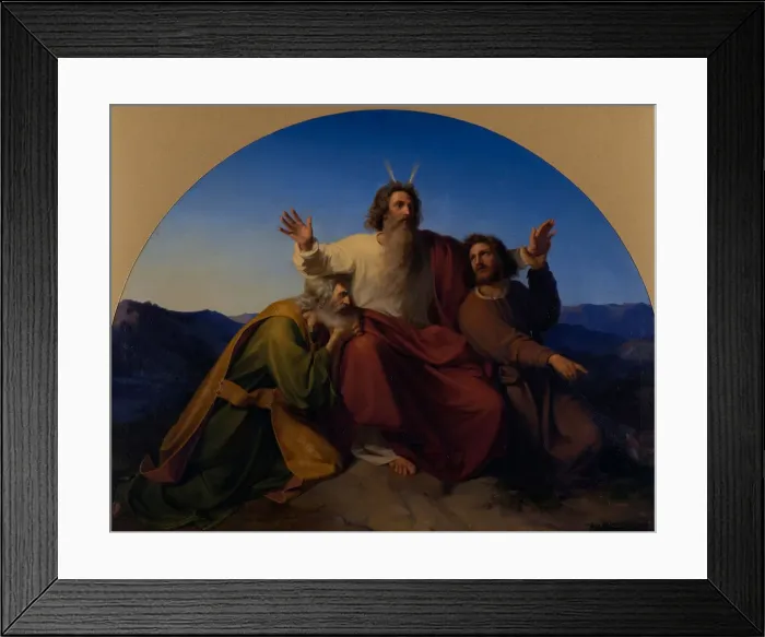 Framed Print : Moses, Aaron and Hur, 1837. Artist: Heubel, Alexander (1813-1847) Framed Print : Moses, Aaron and Hur, 1837. Artist: Heubel, Alexander (1813-1847)