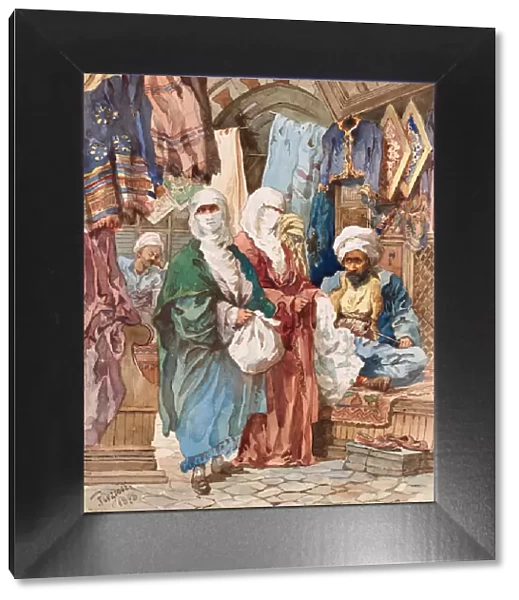 The Silk Bazaar. Artist: Preziosi, Amedeo (1816-1882)