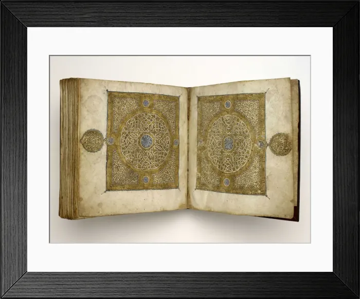 Framed Print : Qur an Manuscript in Maghribi script, 1318. Artist: Anonymous master