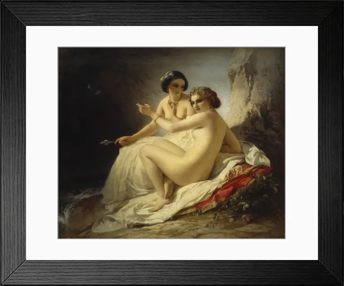 Framed Print : Two girls in a grotto, 1859. Artist: Neff, Timofei Andreyevich (1805-1876) Framed Print : Two girls in a grotto, 1859. Artist: Neff, Timofei Andreyevich (1805-1876)