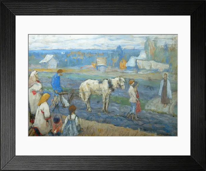 Framed Print : At the field, 1911. Artist: Nesterov, Mikhail Vasilyevich (1862-1942) Framed Print : At the field, 1911. Artist: Nesterov, Mikhail Vasilyevich (1862-1942)