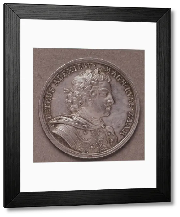 Framed Print : Silver Ruble, 1714. Artist: Numismatic, Russian coins Framed Print : Silver Ruble, 1714. Artist: Numismatic, Russian coins