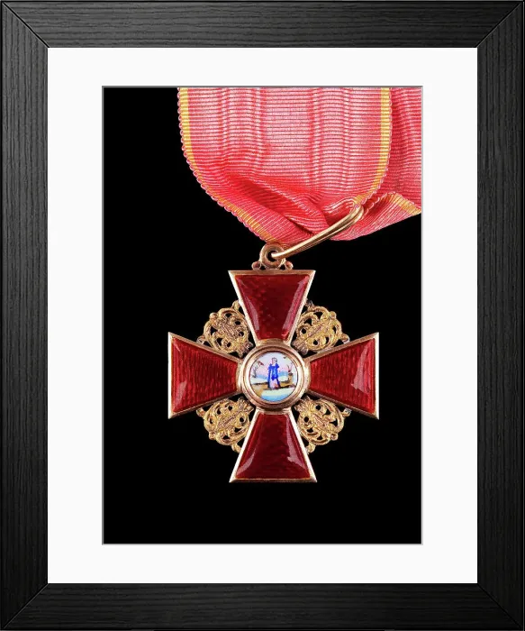 Framed Print : Order of St. Anne, Second Class, 1880s. Artist: Orders, decorations and medals Framed Print : Order of St. Anne, Second Class, 1880s. Artist: Orders, decorations and medals