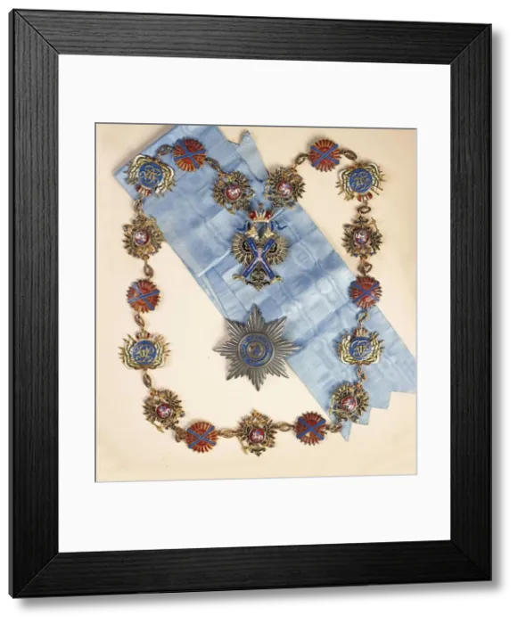 Framed Print : The insignia of the Order of St. Andrew the Apostle the First-Called, Second Half of the 19th cen Artist: Orders, decorations and medals Framed Print : The insignia of the Order of St. Andrew the Apostle the First-Called, Second Half of the 19th cen Artist: Orders, decorations and medals