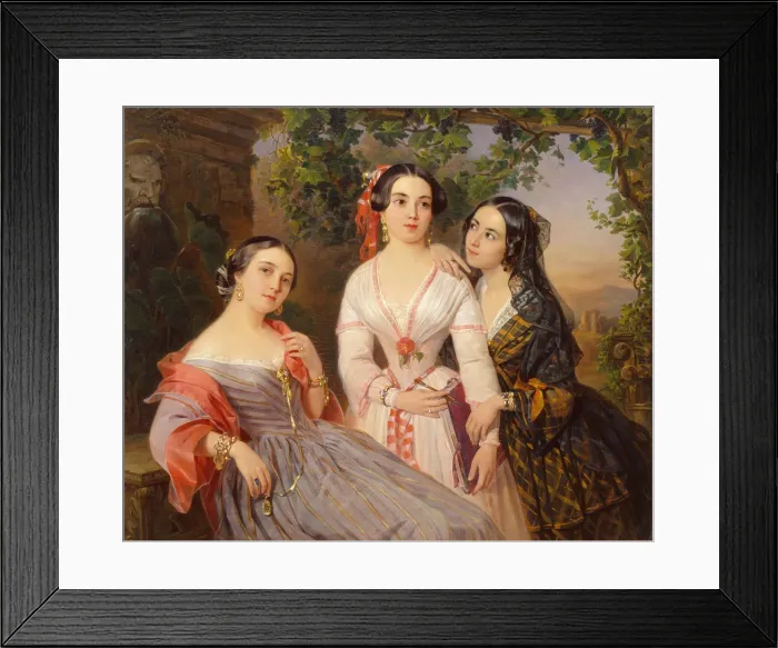 Framed Print : Portrait of Sisters Countess Elizaveta Salias De Tournemire, Sophia Sukhovo-Kobylina and Eudokia Petrovo-Solovovo, 1847. Artist: Orlov, Pimen Nikitich (1812-1863) Framed Print : Portrait of Sisters Countess Elizaveta Salias De Tournemire, Sophia Sukhovo-Kobylina and Eudokia Petrovo-Solovovo, 1847. Artist: Orlov, Pimen Nikitich (1812-1863)