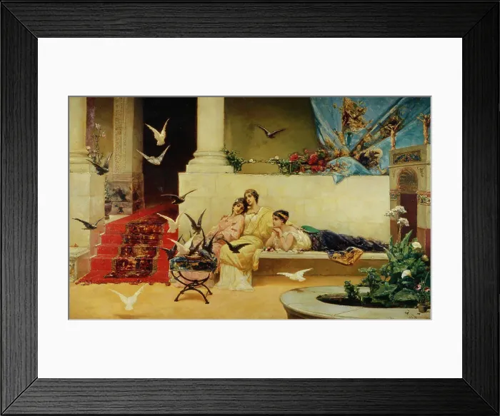 Framed Print : Feeding the pigeons. Artist: Kotarbinsky, Vasilii (Wilhelm) Alexandrovich (1849-1921) Framed Print : Feeding the pigeons. Artist: Kotarbinsky, Vasilii (Wilhelm) Alexandrovich (1849-1921)