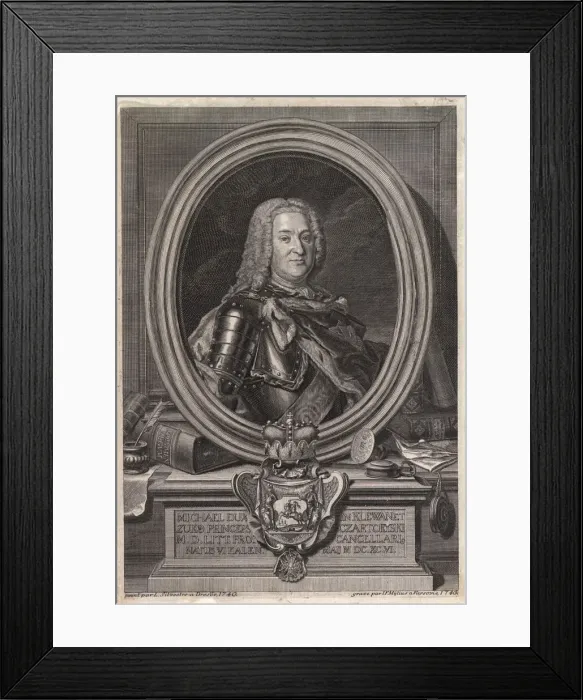 Framed Print : Portrait of Prince Michal Fryderyk Czartoryski (1696-1775), Mid of the 18th cen Artist: Mylius, Jan Fryderyk (active Mid of 18th cen. ) Framed Print : Portrait of Prince Michal Fryderyk Czartoryski (1696-1775), Mid of the 18th cen Artist: Mylius, Jan Fryderyk (active Mid of 18th cen. )