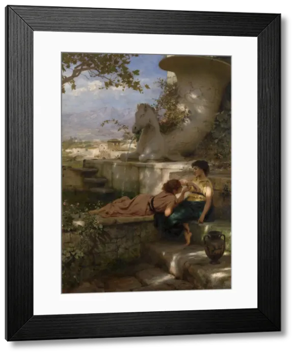 Framed Print : The New Bracelet, ca. 1883. Artist: Siemiradzki, Henryk (1843-1902)