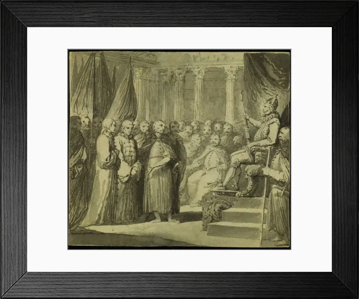 Framed Print : Tsar Vasili IV Ivanovich Shuisky before the King Sigismund III Vasa, Late 18th cent Artist: Smuglewicz, Franciszek (1745-1807) Framed Print : Tsar Vasili IV Ivanovich Shuisky before the King Sigismund III Vasa, Late 18th cent Artist: Smuglewicz, Franciszek (1745-1807)