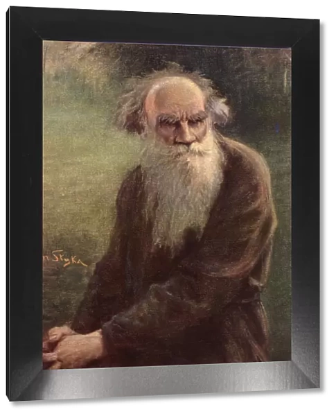 Portrait of the author Leo N. Tolstoy (1828-1910), 1910. Artist: Styka, Jan (1858-1925)