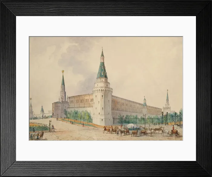 Framed Print : The Resurrection Square and the Alexander Garden in Moscow. Artist: Vivien, Joseph (1793-1852) Framed Print : The Resurrection Square and the Alexander Garden in Moscow. Artist: Vivien, Joseph (1793-1852)