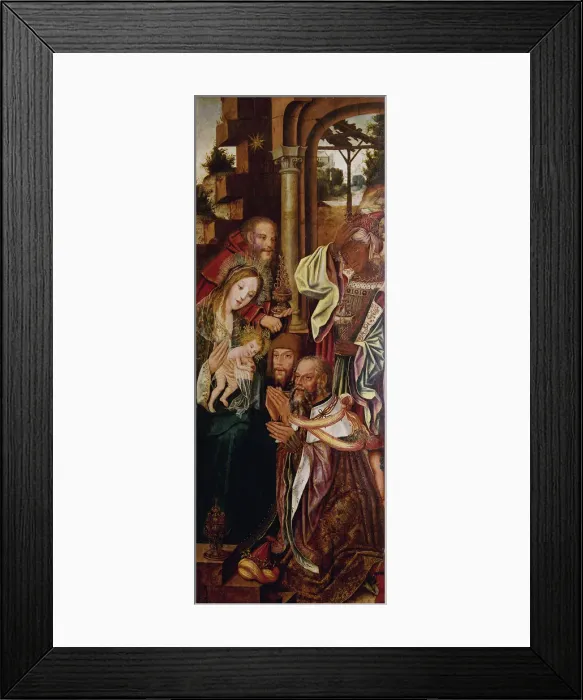 Framed Print : The Adoration of the Kings, c. 1510. Artist: Master of Sardoal (active ca 1510) Framed Print : The Adoration of the Kings, c. 1510. Artist: Master of Sardoal (active ca 1510)