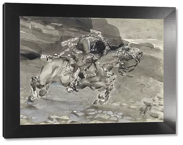 Horseman. Illustration to the poem The Demon by Mikhail Lermontov, 1890-1891. Artist: Vrubel, Mikhail Alexandrovich (1856-1910)