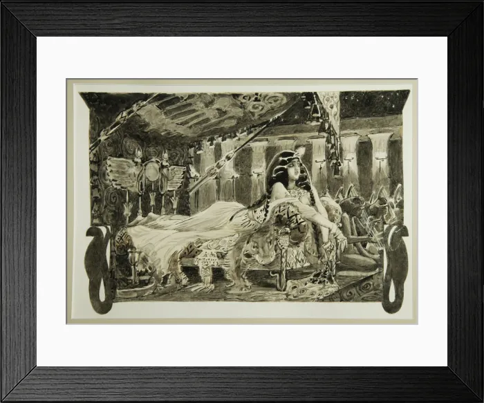 Framed Print : Cleopatra on bed, 1899. Artist: Vrubel, Mikhail Alexandrovich (1856-1910) Framed Print : Cleopatra on bed, 1899. Artist: Vrubel, Mikhail Alexandrovich (1856-1910)