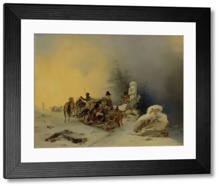 Framed Print : The withdrawal of the French troops from Russia, 1846. Artist: Willewalde, Gottfried (Bogdan Pavlovich) (1818-1903) Framed Print : The withdrawal of the French troops from Russia, 1846. Artist: Willewalde, Gottfried (Bogdan Pavlovich) (1818-1903)