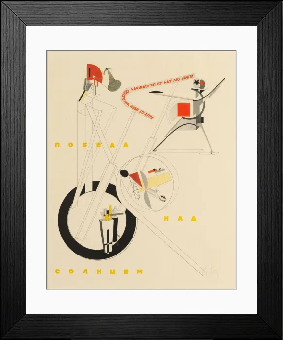 Framed Print : Title sheet of Victory over the Sun by A. Kruchenykh, 1923. Artist: Lissitzky, El (1890-1941) Framed Print : Title sheet of Victory over the Sun by A. Kruchenykh, 1923. Artist: Lissitzky, El (1890-1941)