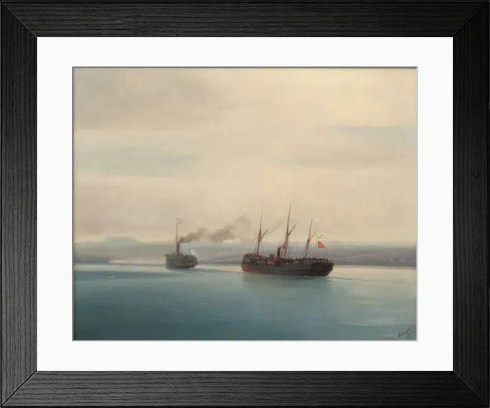 Framed Print : Capture of the Turkish Troopship Mersina by the Steamer Russia on 13 December 1877, 1877. Artist: Aivazovsky, Ivan Konstantinovich (1817-1900) Framed Print : Capture of the Turkish Troopship Mersina by the Steamer Russia on 13 December 1877, 1877. Artist: Aivazovsky, Ivan Konstantinovich (1817-1900)