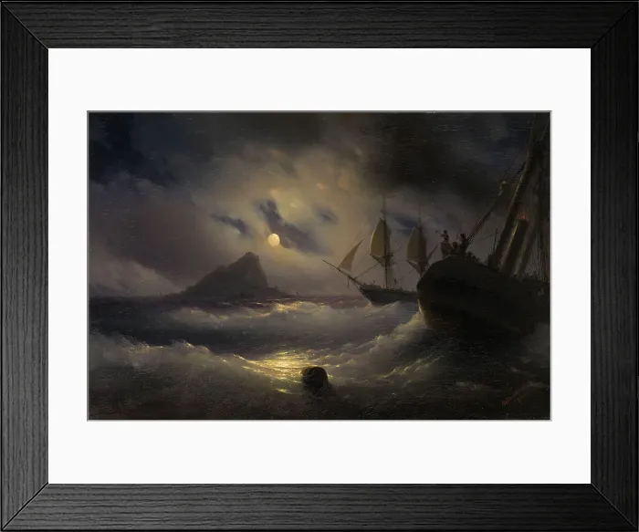 Framed Print : Gibraltar by Night, 1844. Artist: Aivazovsky, Ivan Konstantinovich (1817-1900) Framed Print : Gibraltar by Night, 1844. Artist: Aivazovsky, Ivan Konstantinovich (1817-1900)