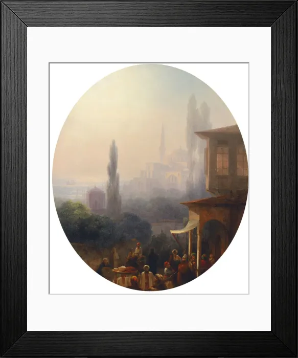 Framed Print : A market scene in Constantinople, with the Hagia Sophia beyond, 1860. Artist: Aivazovsky, Ivan Konstantinovich (1817-1900) Framed Print : A market scene in Constantinople, with the Hagia Sophia beyond, 1860. Artist: Aivazovsky, Ivan Konstantinovich (1817-1900)