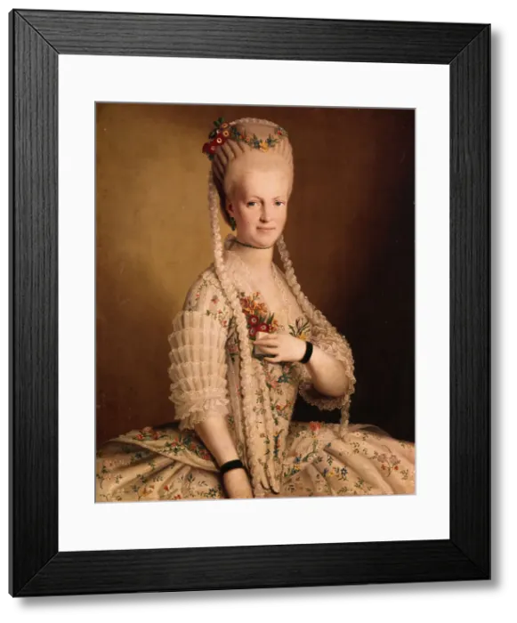 Framed Print : Portrait of Sarah Greigh (1752?1793), wife of Admiral Samuel Greigh, 1775. Artist: Anonymous, 18th century Framed Print : Portrait of Sarah Greigh (1752?1793), wife of Admiral Samuel Greigh, 1775. Artist: Anonymous, 18th century