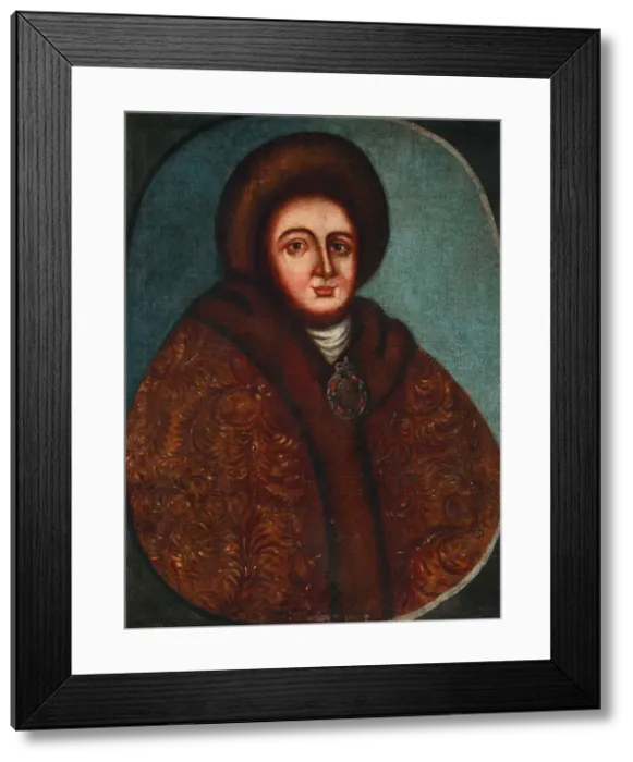 Framed Print : Portrait of Tsarina Evdokiya Feodorovna Lopukhina (1669-1731), the wife of tsar Peter I of Russia. Artist: Anonymous, 18th century Framed Print : Portrait of Tsarina Evdokiya Feodorovna Lopukhina (1669-1731), the wife of tsar Peter I of Russia. Artist: Anonymous, 18th century