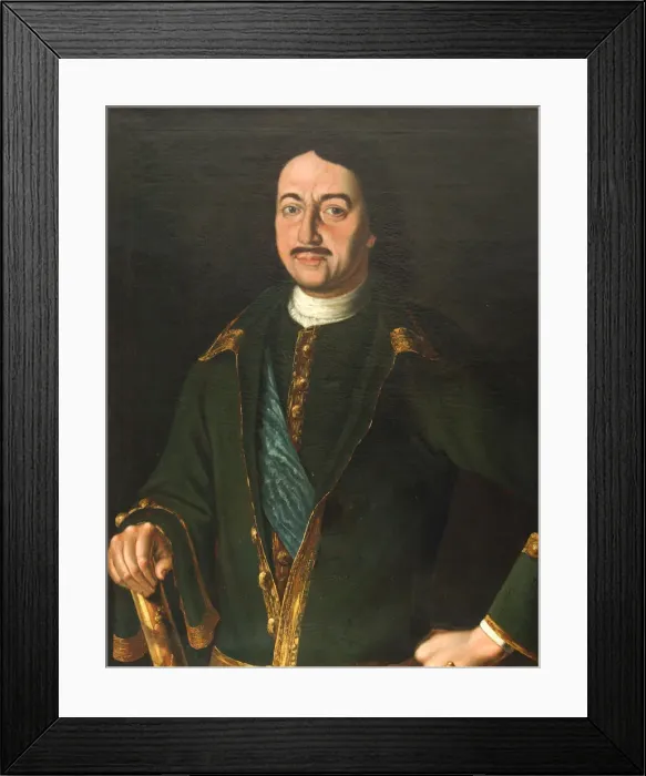 Framed Print : Portrait of Emperor Peter I the Great (1672-1725), 1758. Artist: Antropov, Alexei Petrovich (1716-1795) Framed Print : Portrait of Emperor Peter I the Great (1672-1725), 1758. Artist: Antropov, Alexei Petrovich (1716-1795)