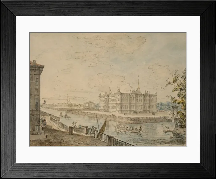 Framed Print : View of the Michael Palace in Saint Petersburg, 1799-1800. Artist: Alexeyev, Fyodor Yakovlevich (1753-1824) Framed Print : View of the Michael Palace in Saint Petersburg, 1799-1800. Artist: Alexeyev, Fyodor Yakovlevich (1753-1824)
