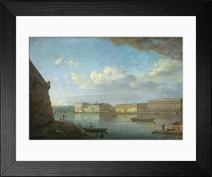 Framed Print : Palace Embankment as Seen from the Peter and Paul Fortress, 1794. Artist: Alexeyev, Fyodor Yakovlevich (1753-1824) Framed Print : Palace Embankment as Seen from the Peter and Paul Fortress, 1794. Artist: Alexeyev, Fyodor Yakovlevich (1753-1824)
