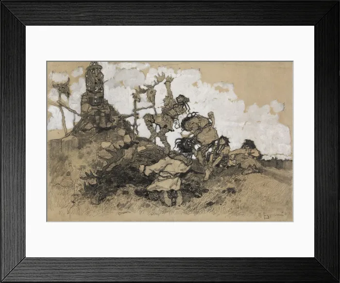 Framed Print : Worshipping Idols. Artist: Ezuchevsky, Mikhail Dmitrievich (1880-1928) Framed Print : Worshipping Idols. Artist: Ezuchevsky, Mikhail Dmitrievich (1880-1928)