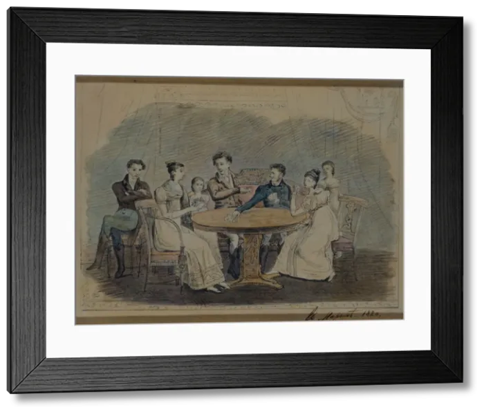 Framed Print : Golitsyn Family at the Table, 1820. Artist: Anonymous Framed Print : Golitsyn Family at the Table, 1820. Artist: Anonymous