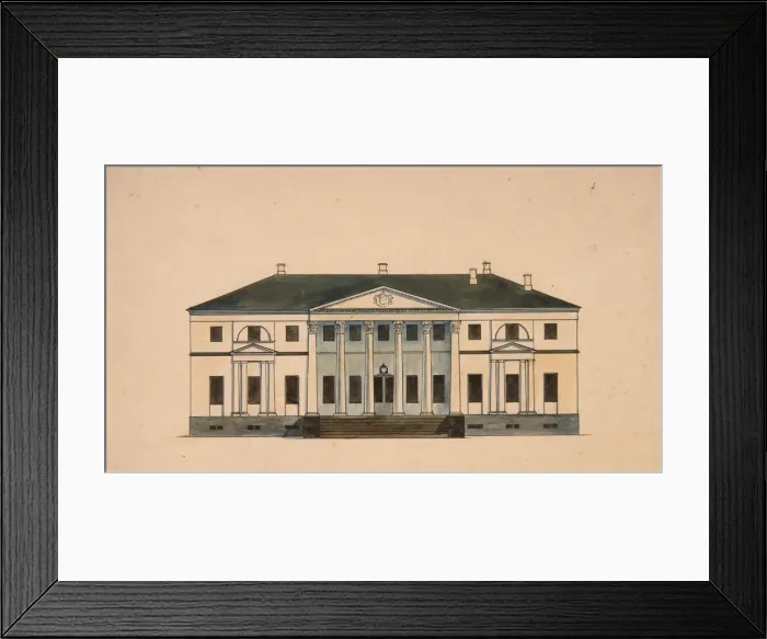 Framed Print : Facade of the House in the Golitsyn Petrovo-Dalneye Estate, First quarter of 19th cen Artist: Anonymous Framed Print : Facade of the House in the Golitsyn Petrovo-Dalneye Estate, First quarter of 19th cen Artist: Anonymous