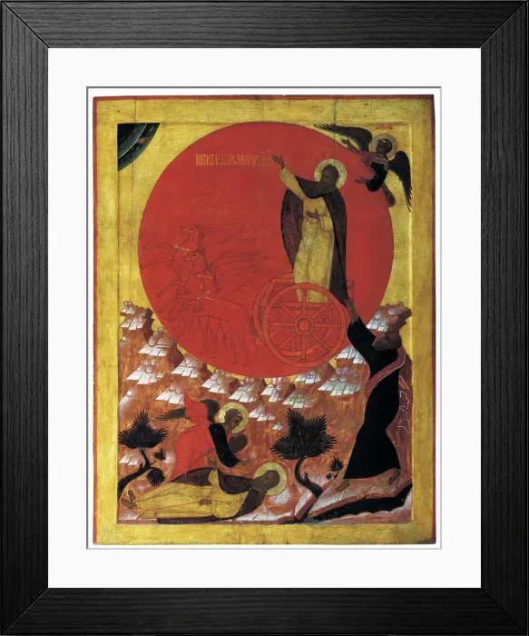 Framed Print : The Prophet Elijah and the Fiery Chariot, 1570s. Artist: Russian icon Framed Print : The Prophet Elijah and the Fiery Chariot, 1570s. Artist: Russian icon
