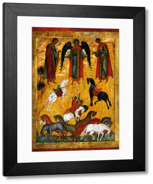 Framed Print : The Miracle of Florus and Laurus, Early16th cen Artist: Russian icon Framed Print : The Miracle of Florus and Laurus, Early16th cen Artist: Russian icon