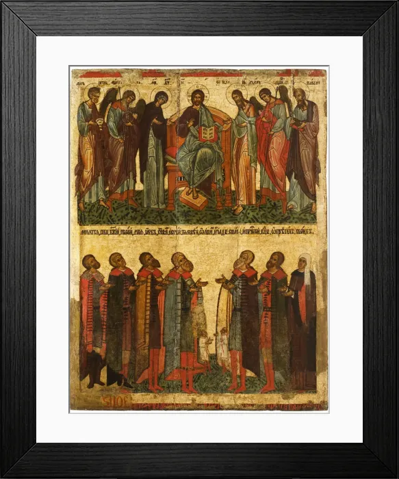 Framed Print : Deesis with Praying Novgorodians, ca 1467-1471. Artist: Russian icon Framed Print : Deesis with Praying Novgorodians, ca 1467-1471. Artist: Russian icon