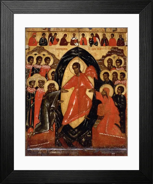 Framed Print : The Descent into Hell with Deesis and Selected Saints, End of 14th cen Artist: Russian icon Framed Print : The Descent into Hell with Deesis and Selected Saints, End of 14th cen Artist: Russian icon