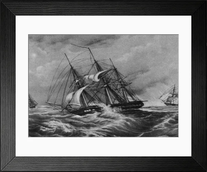 Framed Print : The frigate Kreiser and the sloop Ladoga at the coast of America, 1900s-1910s. Artist: Anonymous Framed Print : The frigate Kreiser and the sloop Ladoga at the coast of America, 1900s-1910s. Artist: Anonymous
