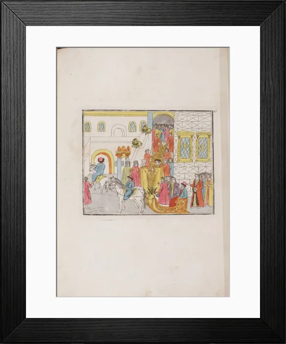 Framed Print : The wedding ceremony of Tsar Mikhail Feodorovich and Yevdokiya Lukyanovna, 1810. Artist: Anonymous master Framed Print : The wedding ceremony of Tsar Mikhail Feodorovich and Yevdokiya Lukyanovna, 1810. Artist: Anonymous master