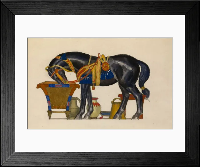 Framed Print : Watering Horse. Artist: Bakst, Leon (1866-1924) Framed Print : Watering Horse. Artist: Bakst, Leon (1866-1924)