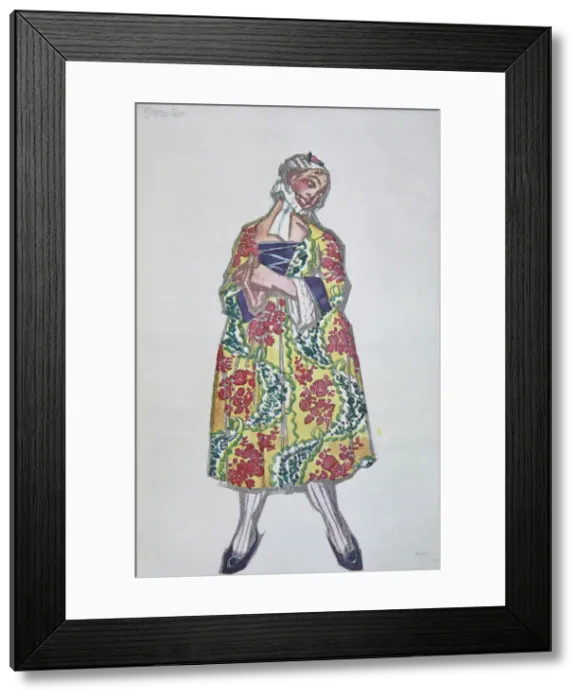 Framed Print : Costume design for the ballet Le donne di buon umore by C. Goldoni, 1917. Artist: Bakst, Leon (1866-1924) Framed Print : Costume design for the ballet Le donne di buon umore by C. Goldoni, 1917. Artist: Bakst, Leon (1866-1924)