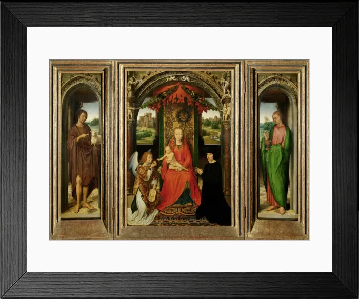 Framed Print : Small Triptych of St. John the Baptist, c. 1490. Artist: Memling, Hans (1433 / 40-1494) Framed Print : Small Triptych of St. John the Baptist, c. 1490. Artist: Memling, Hans (1433 / 40-1494)