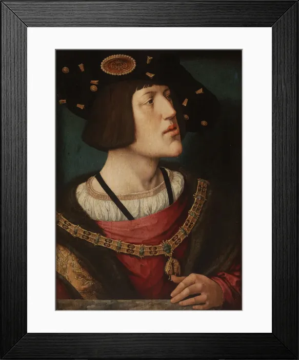 Framed Print : Portrait of Charles V of Spain (1500-1558), 1519. Artist: Orley, Bernaert, van (1488-1541) Framed Print : Portrait of Charles V of Spain (1500-1558), 1519. Artist: Orley, Bernaert, van (1488-1541)