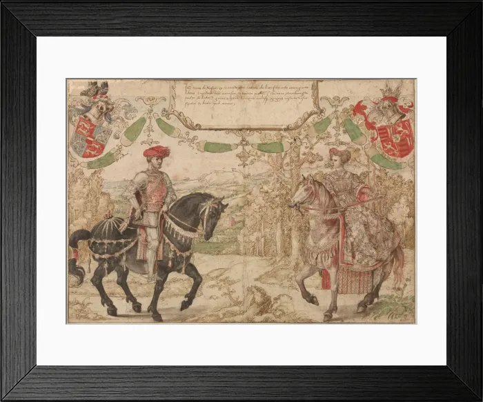 Framed Print : Count Jan (Johann) IV of Nassau and His Wife Maria, Countess of Loon and Heinsberg, ca 1530. Artist: Orley, Bernaert, van (1488-1541) Framed Print : Count Jan (Johann) IV of Nassau and His Wife Maria, Countess of Loon and Heinsberg, ca 1530. Artist: Orley, Bernaert, van (1488-1541)
