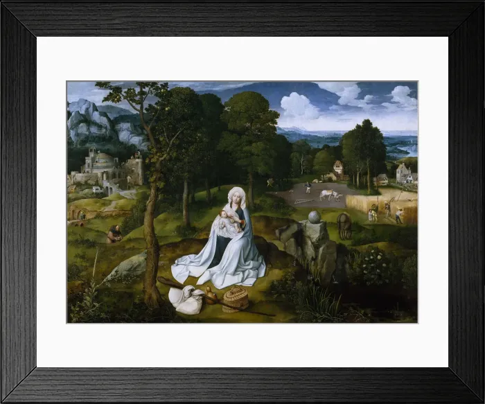 Framed Print : Rest on the Flight into Egypt, 1518-1520. Artist: Patinir, Joachim (ca. 1480-1524) Framed Print : Rest on the Flight into Egypt, 1518-1520. Artist: Patinir, Joachim (ca. 1480-1524)