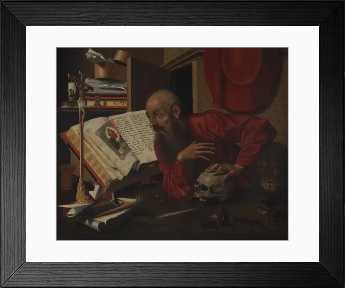 Framed Print : Saint Jerome in his Cell. Artist: Reymerswaele, Marinus Claesz, van (ca. 1490-after 1567) Framed Print : Saint Jerome in his Cell. Artist: Reymerswaele, Marinus Claesz, van (ca. 1490-after 1567)