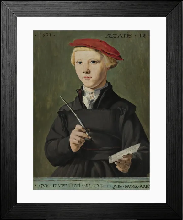 Framed Print : Portrait of a Young Scholar, 1531. Artist: Scorel, Jan, van (1495-1562) Framed Print : Portrait of a Young Scholar, 1531. Artist: Scorel, Jan, van (1495-1562)