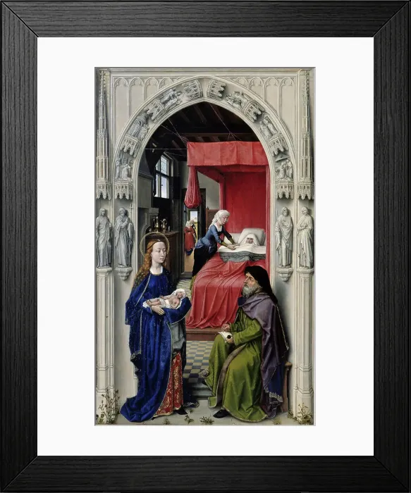Framed Print : The Nativity of John the Baptist (The Altar of St. John, left panel), ca 1455. Artist: Weyden, Rogier, van der (ca. 1399-1464) Framed Print : The Nativity of John the Baptist (The Altar of St. John, left panel), ca 1455. Artist: Weyden, Rogier, van der (ca. 1399-1464)