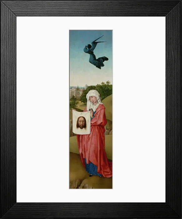 Framed Print : Saint Veronica (The Crucifixion Triptych), c. 1440. Artist: Weyden, Rogier, van der (ca. 1399-1464)