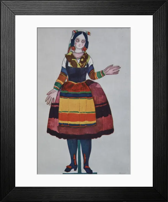Framed Print : Italian puppet. Costume design for the ballet The Magic Toy Shop by G. Rossini, 1919. Artist: Bakst, Leon (1866-1924) Framed Print : Italian puppet. Costume design for the ballet The Magic Toy Shop by G. Rossini, 1919. Artist: Bakst, Leon (1866-1924)