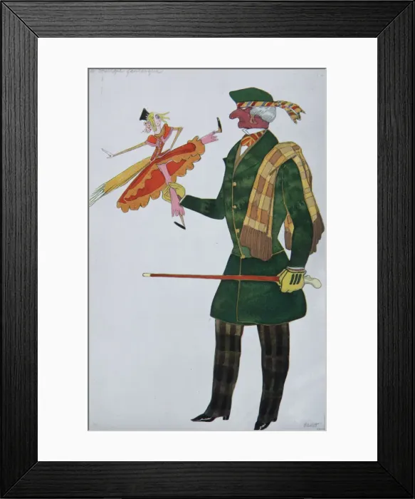Framed Print : Englishman. Costume design for the ballet The Magic Toy Shop by G. Rossini, 1919. Artist: Bakst, Leon (1866-1924) Framed Print : Englishman. Costume design for the ballet The Magic Toy Shop by G. Rossini, 1919. Artist: Bakst, Leon (1866-1924)