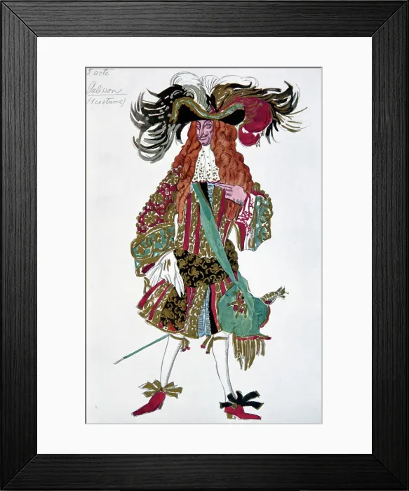 Framed Print : Galisson. Costume design for the ballet Sleeping Beauty by P. Tchaikovsky, 1921. Artist: Bakst, Leon (1866-1924) Framed Print : Galisson. Costume design for the ballet Sleeping Beauty by P. Tchaikovsky, 1921. Artist: Bakst, Leon (1866-1924)